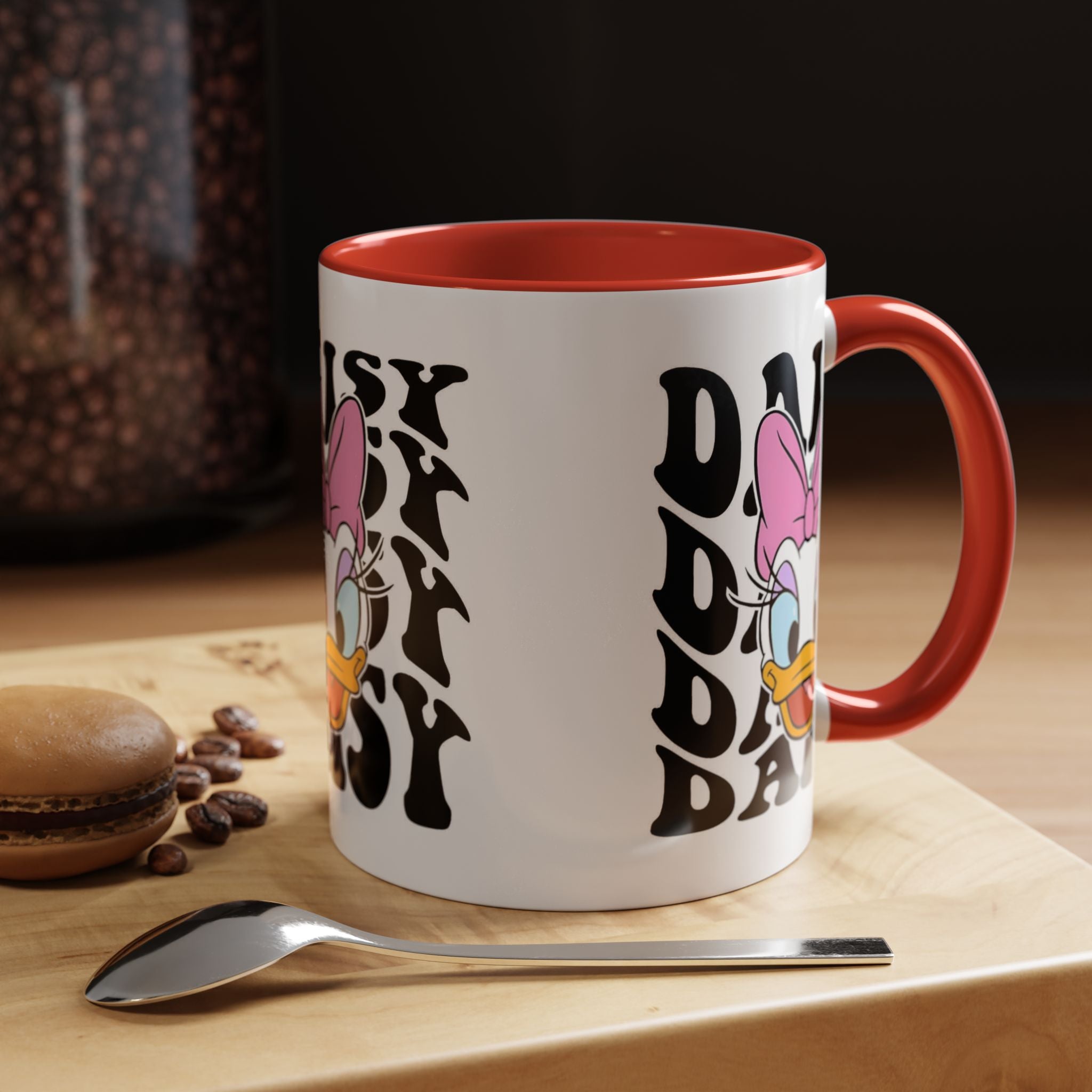 Daisy Duck Face Accent Coffee Mug – Retro Text Graphic (11/15 oz)