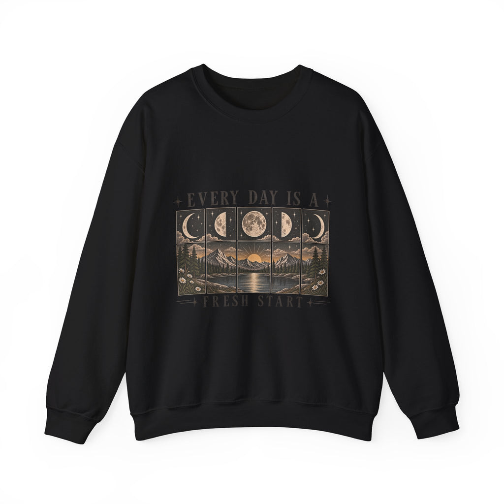 "Every Day Is a Fresh Start" Moon Phase Crewneck Sweatshirt