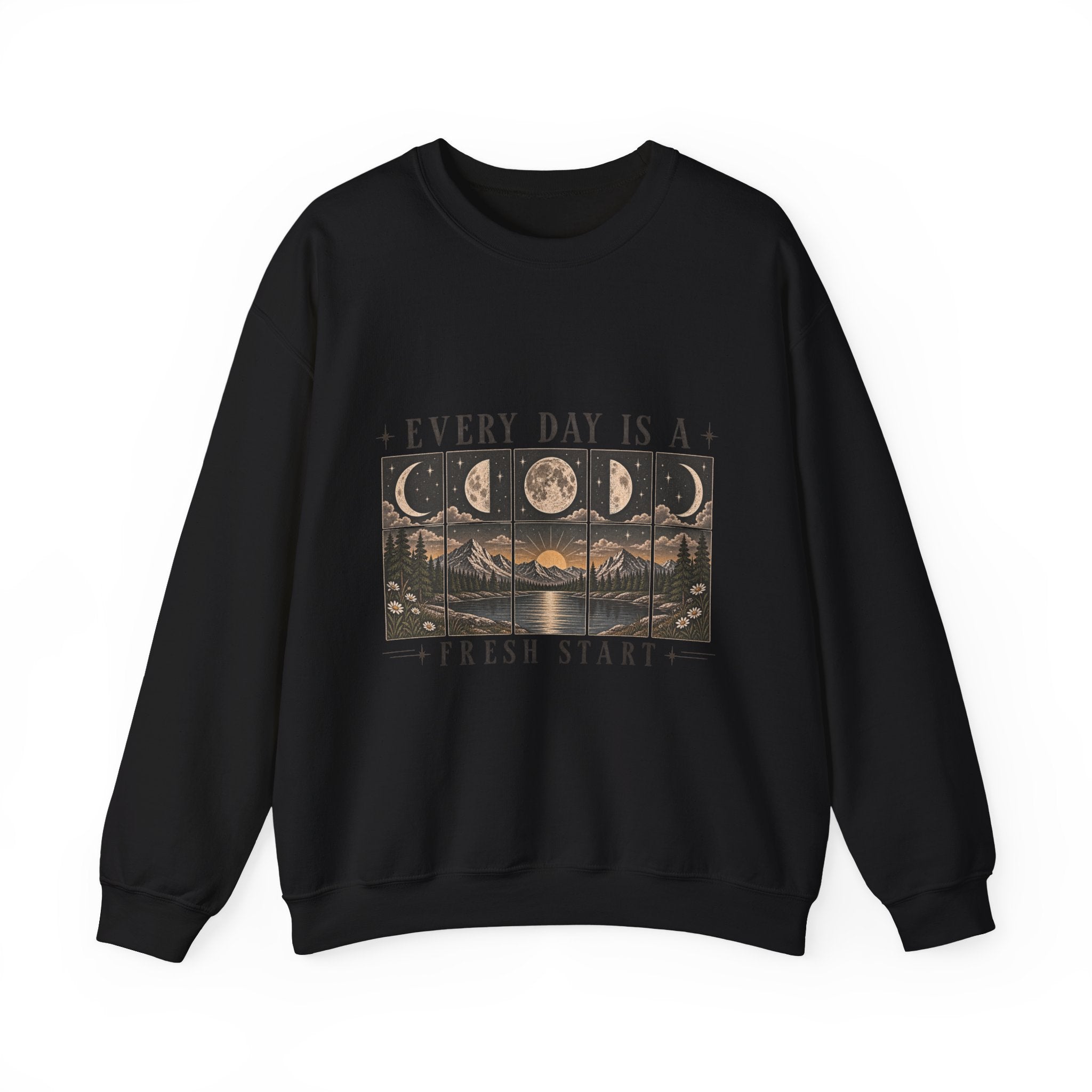 "Every Day Is a Fresh Start" Moon Phase Crewneck Sweatshirt