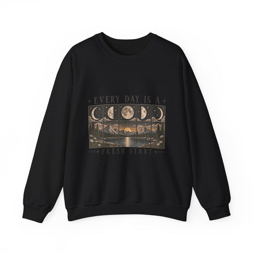 "Every Day Is a Fresh Start" Moon Phase Crewneck Sweatshirt