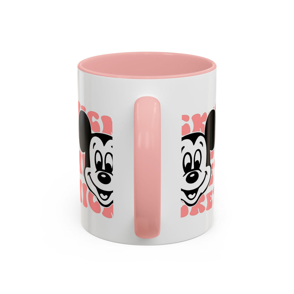 Retro Cartoon Character Coffee Mug – Vintage Face & Repeating Text Accent