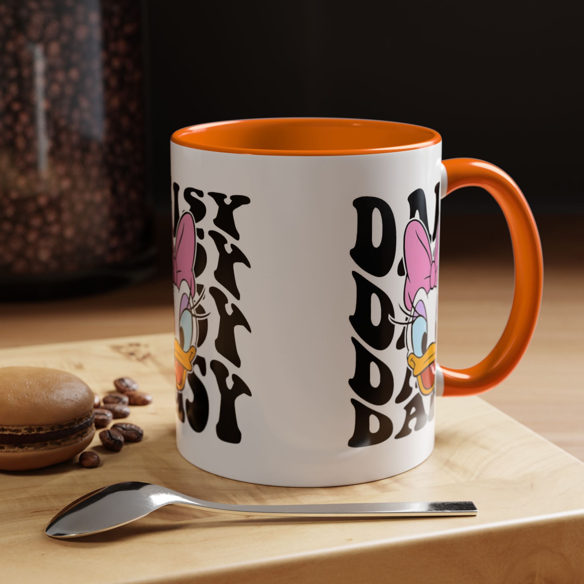 Daisy Duck Face Accent Coffee Mug – Retro Text Graphic (11/15 oz)