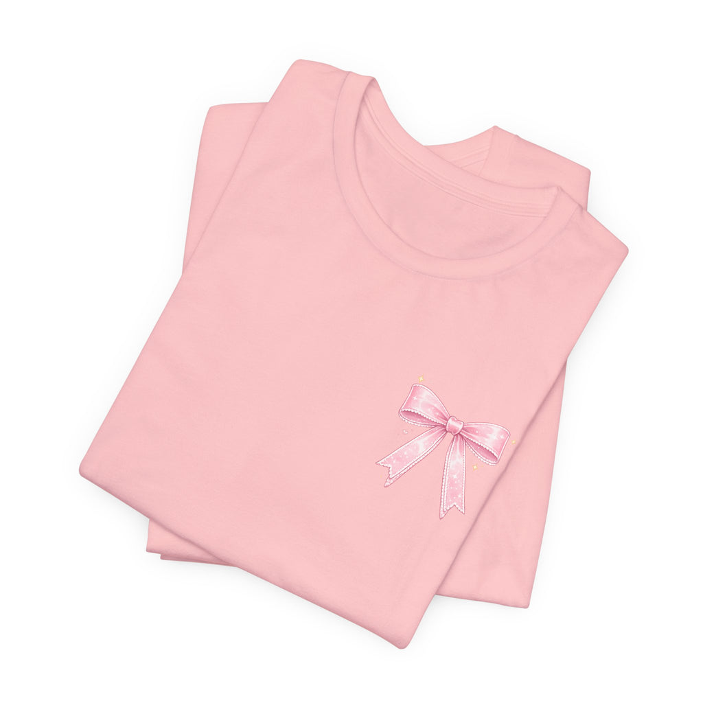 Salt, Water & Shine Beach Tee — Pink Bow Chest Accent