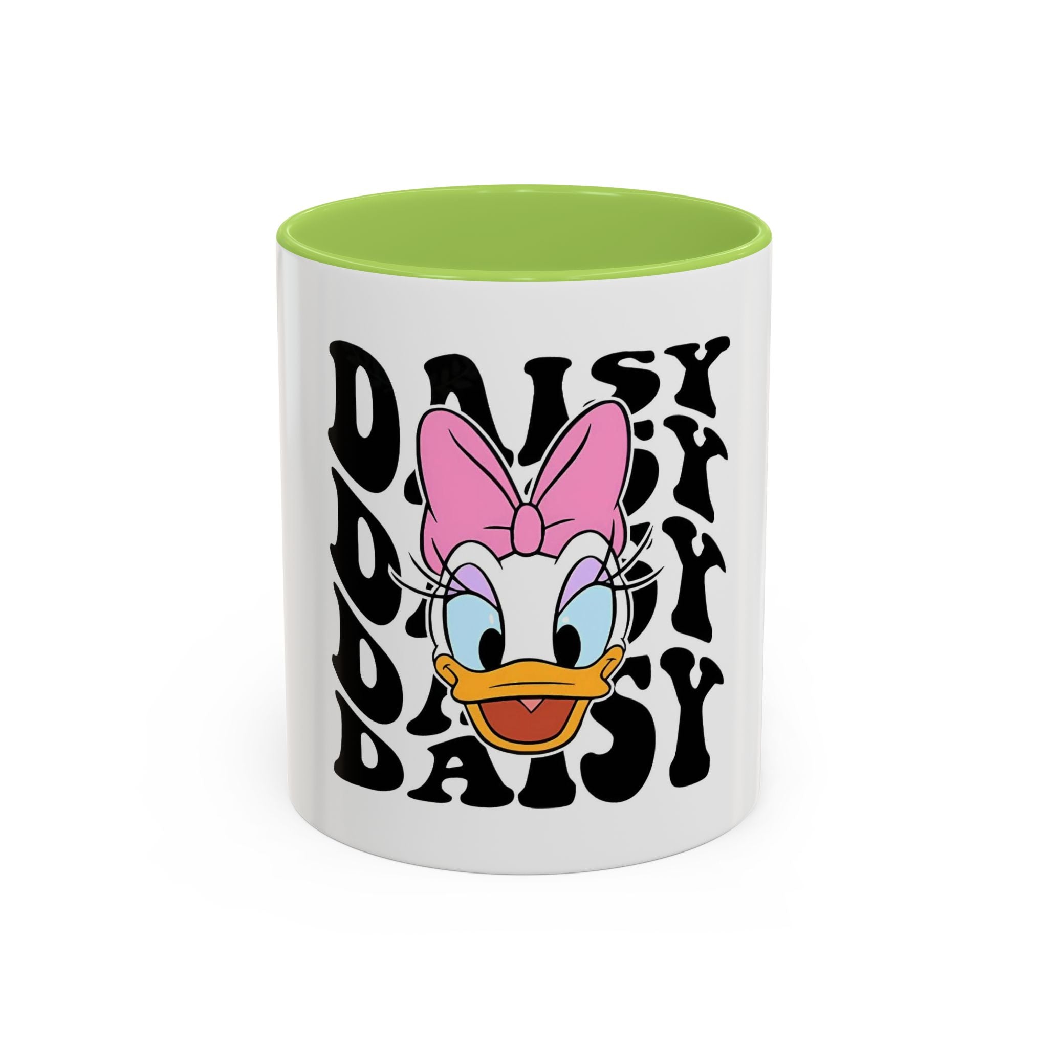 Daisy Duck Face Accent Coffee Mug – Retro Text Graphic (11/15 oz)