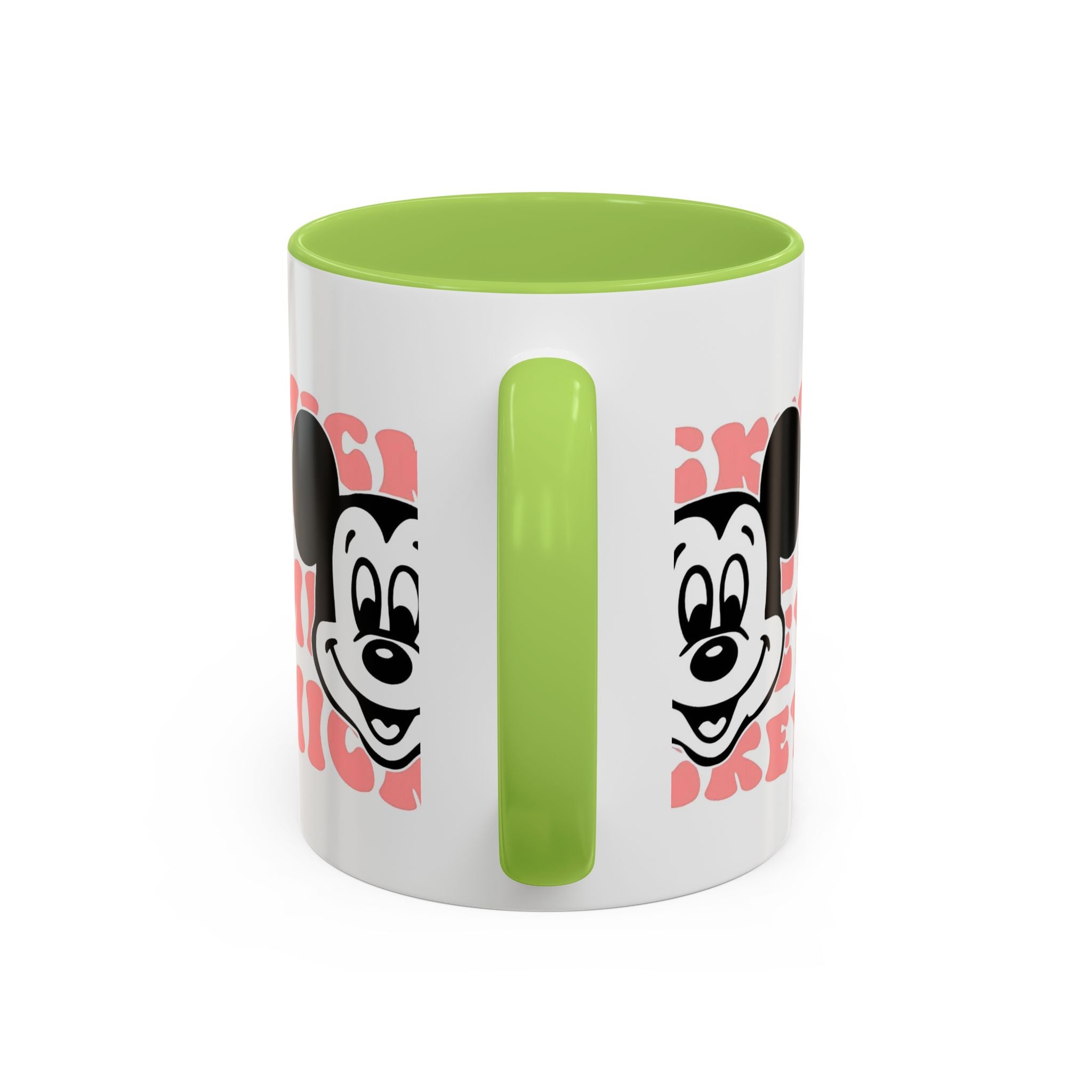 Retro Cartoon Character Coffee Mug – Vintage Face & Repeating Text Accent