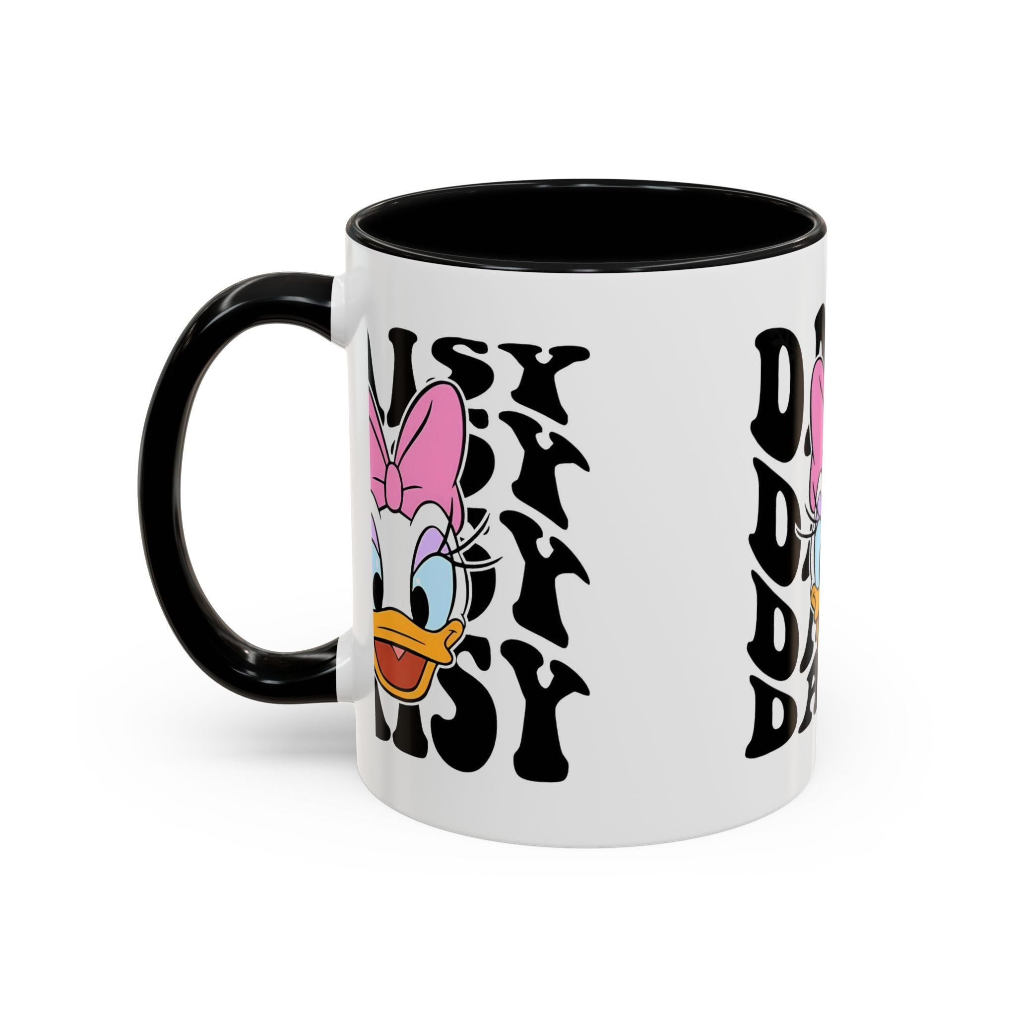 Daisy Duck Face Accent Coffee Mug – Retro Text Graphic (11/15 oz)
