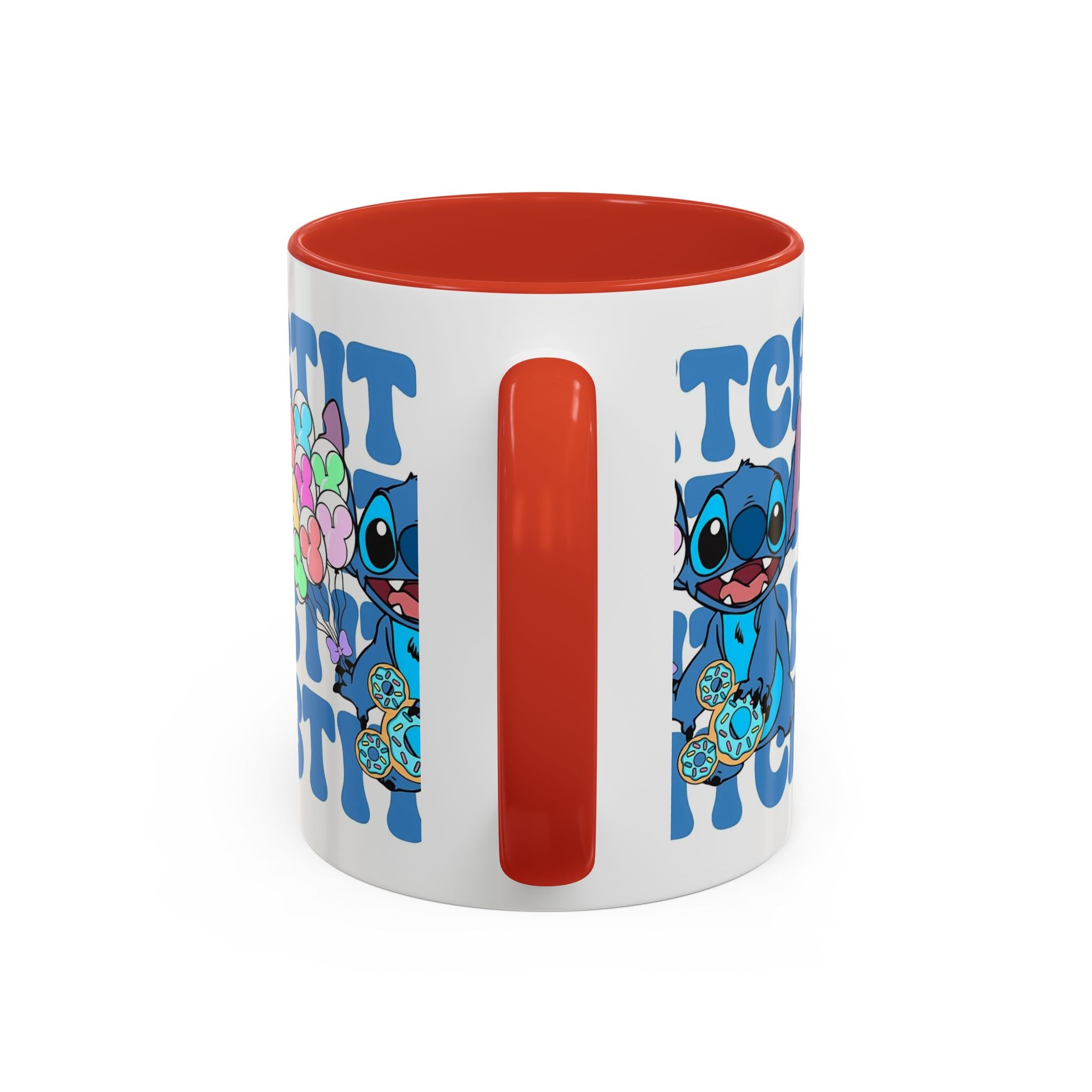 Stitch Holding Heart Balloons Accent Coffee Mug — Cute Disney Lilo & Stitch Gift (11/15oz)