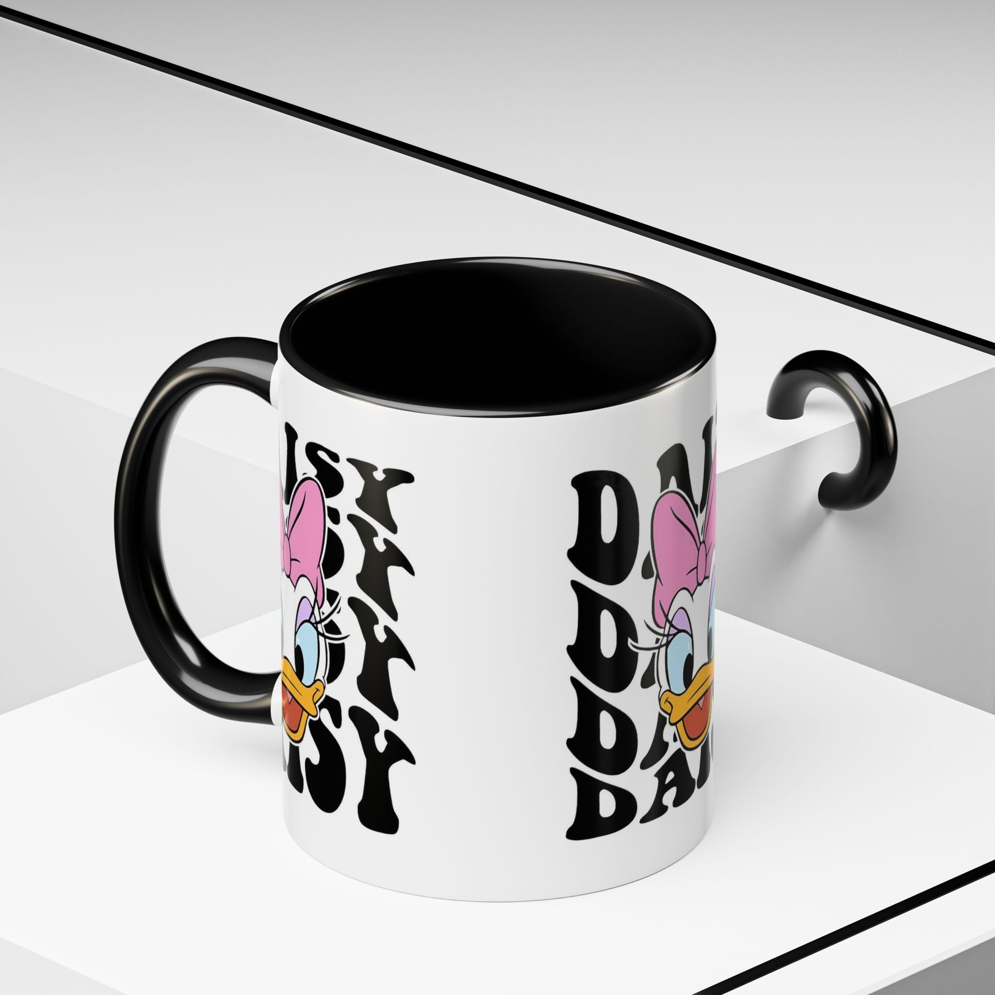 Daisy Duck Face Accent Coffee Mug – Retro Text Graphic (11/15 oz)