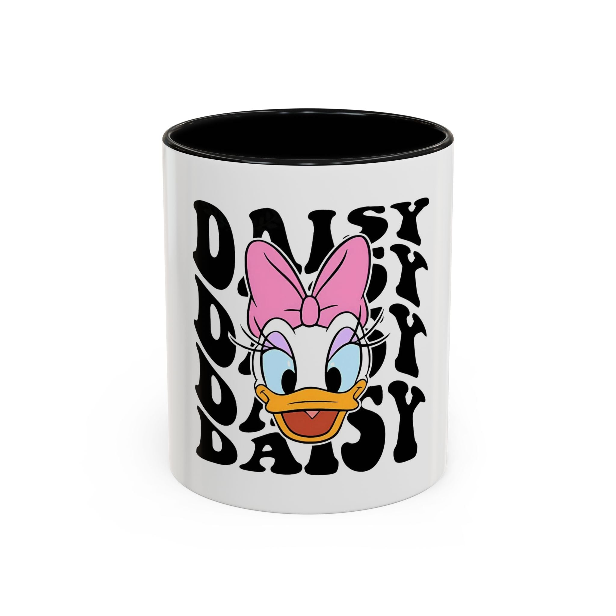 Daisy Duck Face Accent Coffee Mug – Retro Text Graphic (11/15 oz)
