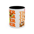 Tigger Coffee Mug — Cute Tigger Face with Retro Orange Text (11/15oz Accent Mug)