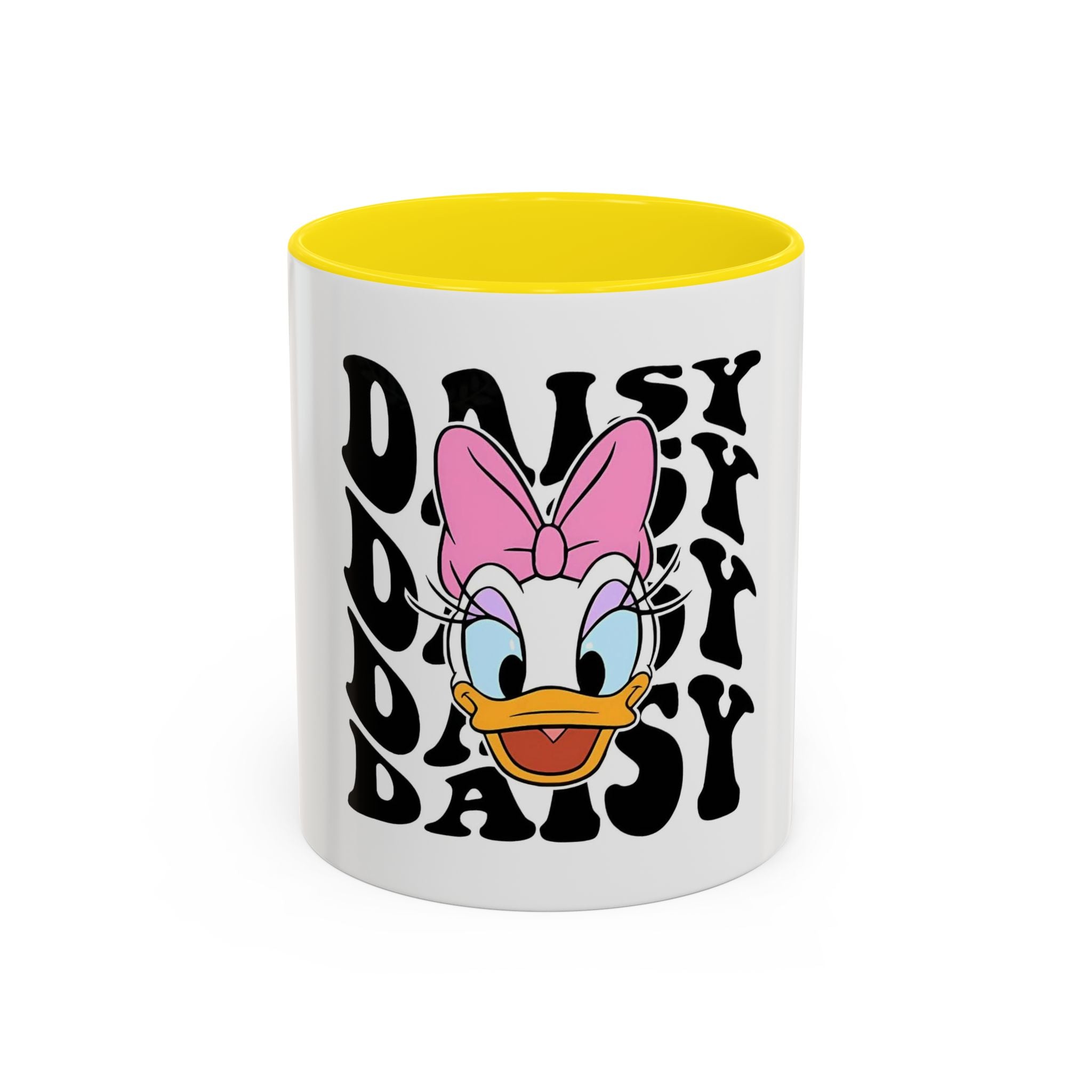 Daisy Duck Face Accent Coffee Mug – Retro Text Graphic (11/15 oz)