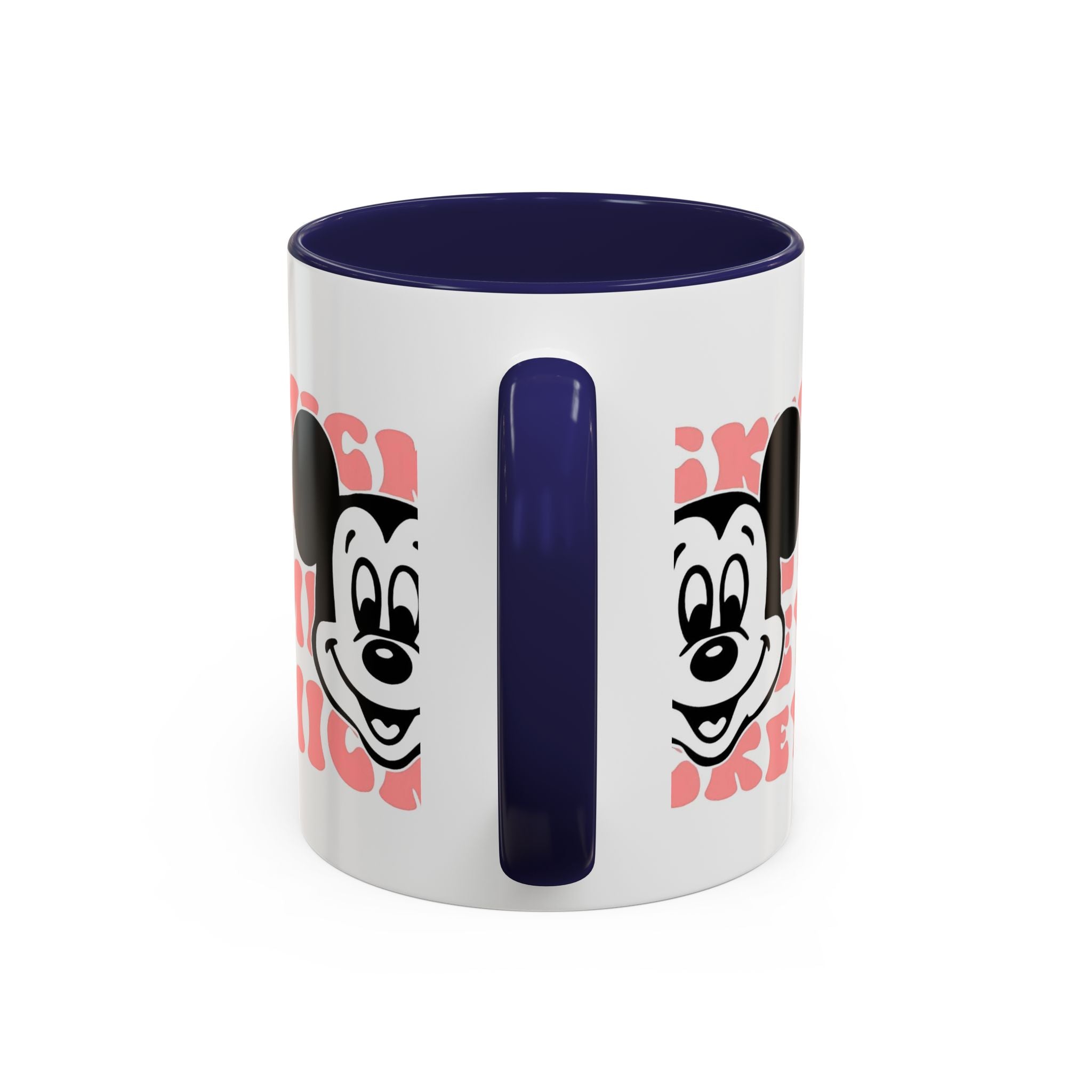 Retro Cartoon Character Coffee Mug – Vintage Face & Repeating Text Accent