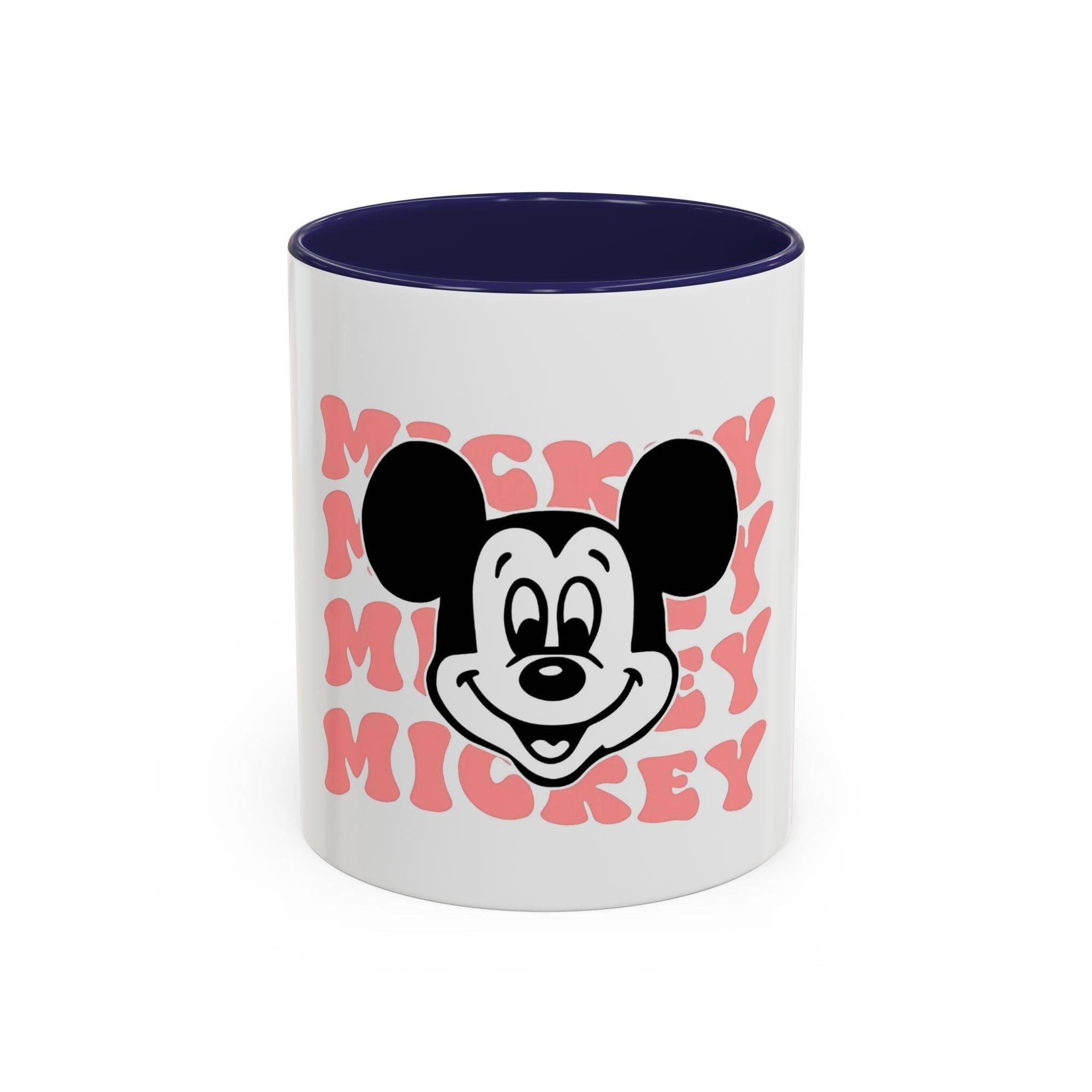 Retro Cartoon Character Coffee Mug – Vintage Face & Repeating Text Accent