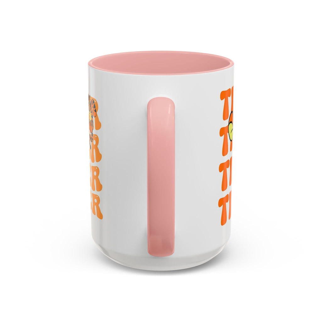 Tigger Coffee Mug — Cute Tigger Face with Retro Orange Text (11/15oz Accent Mug)