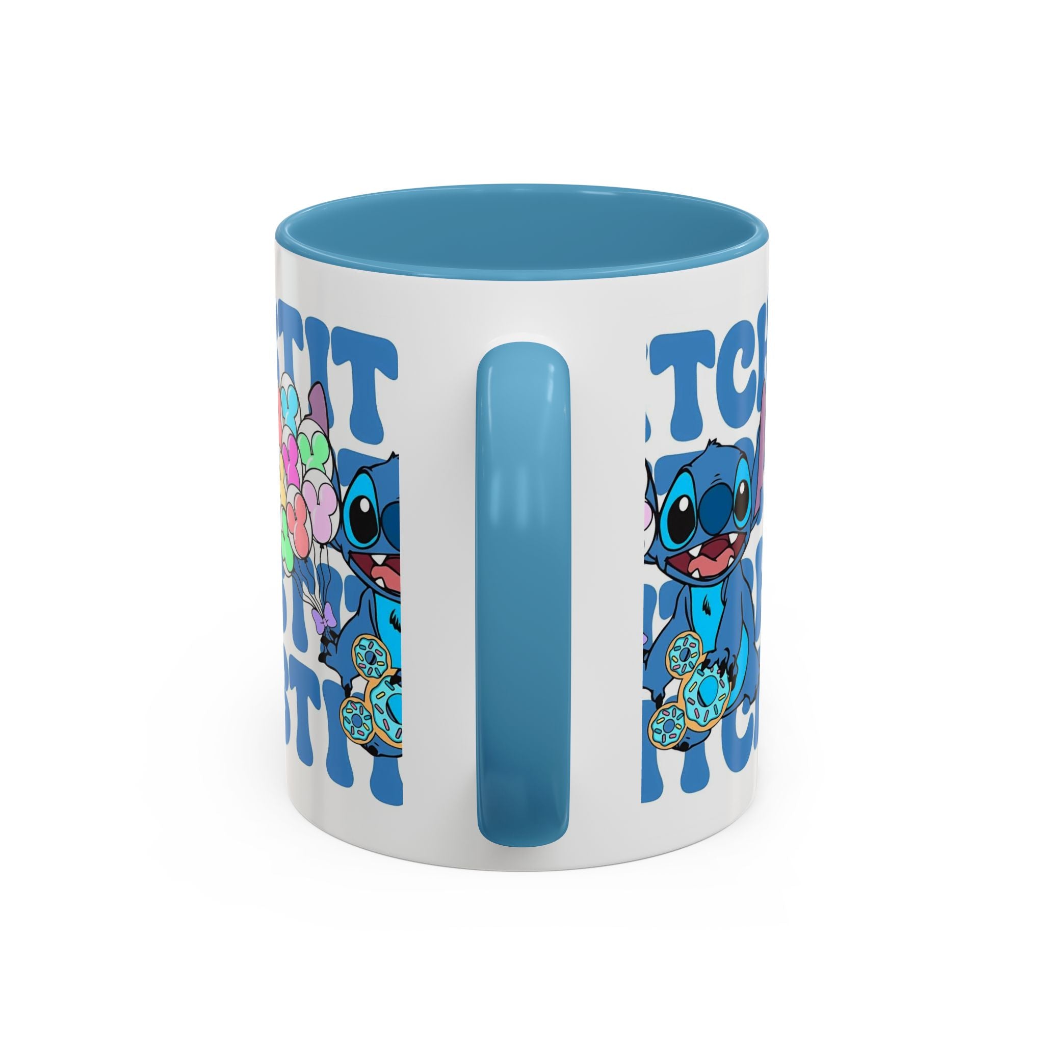Stitch Holding Heart Balloons Accent Coffee Mug — Cute Disney Lilo & Stitch Gift (11/15oz)