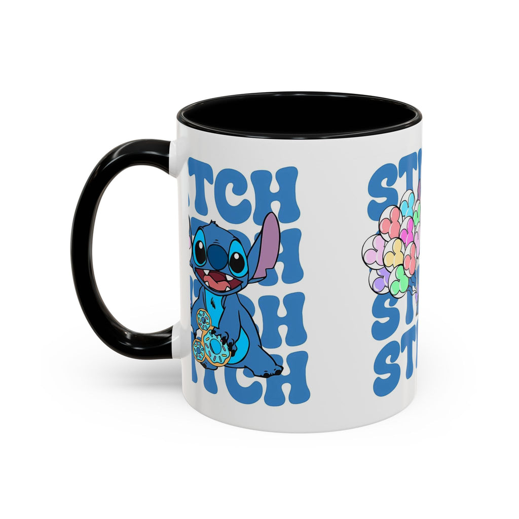 Stitch Holding Heart Balloons Accent Coffee Mug — Cute Disney Lilo & Stitch Gift (11/15oz)