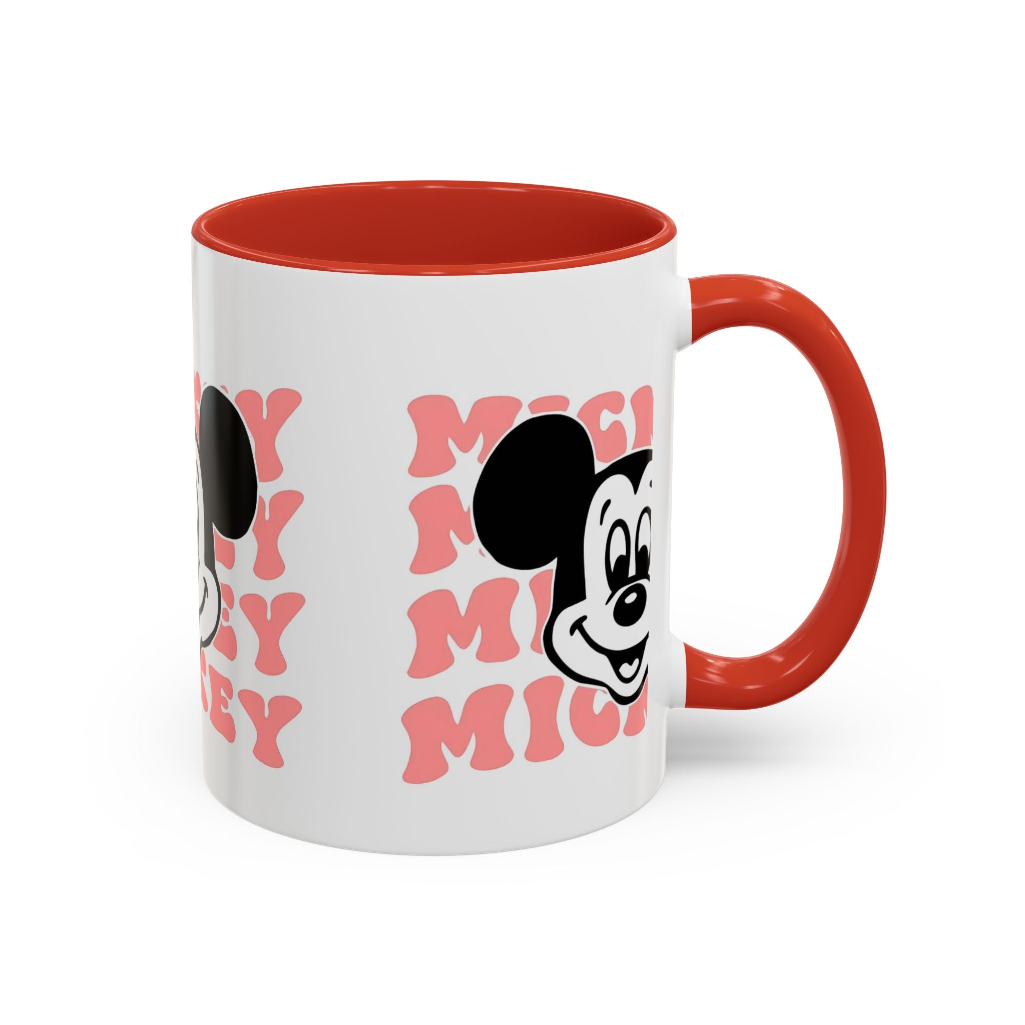 Retro Cartoon Character Coffee Mug – Vintage Face & Repeating Text Accent
