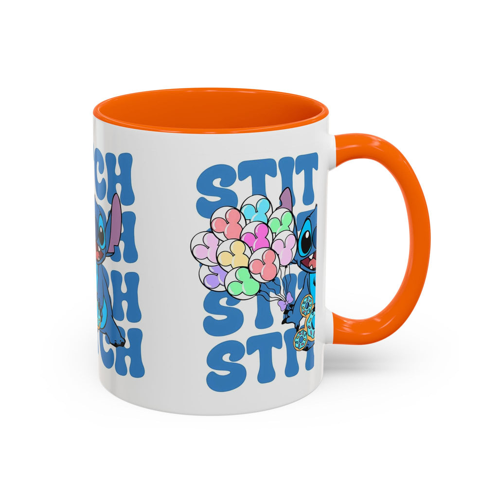 Stitch Holding Heart Balloons Accent Coffee Mug — Cute Disney Lilo & Stitch Gift (11/15oz)