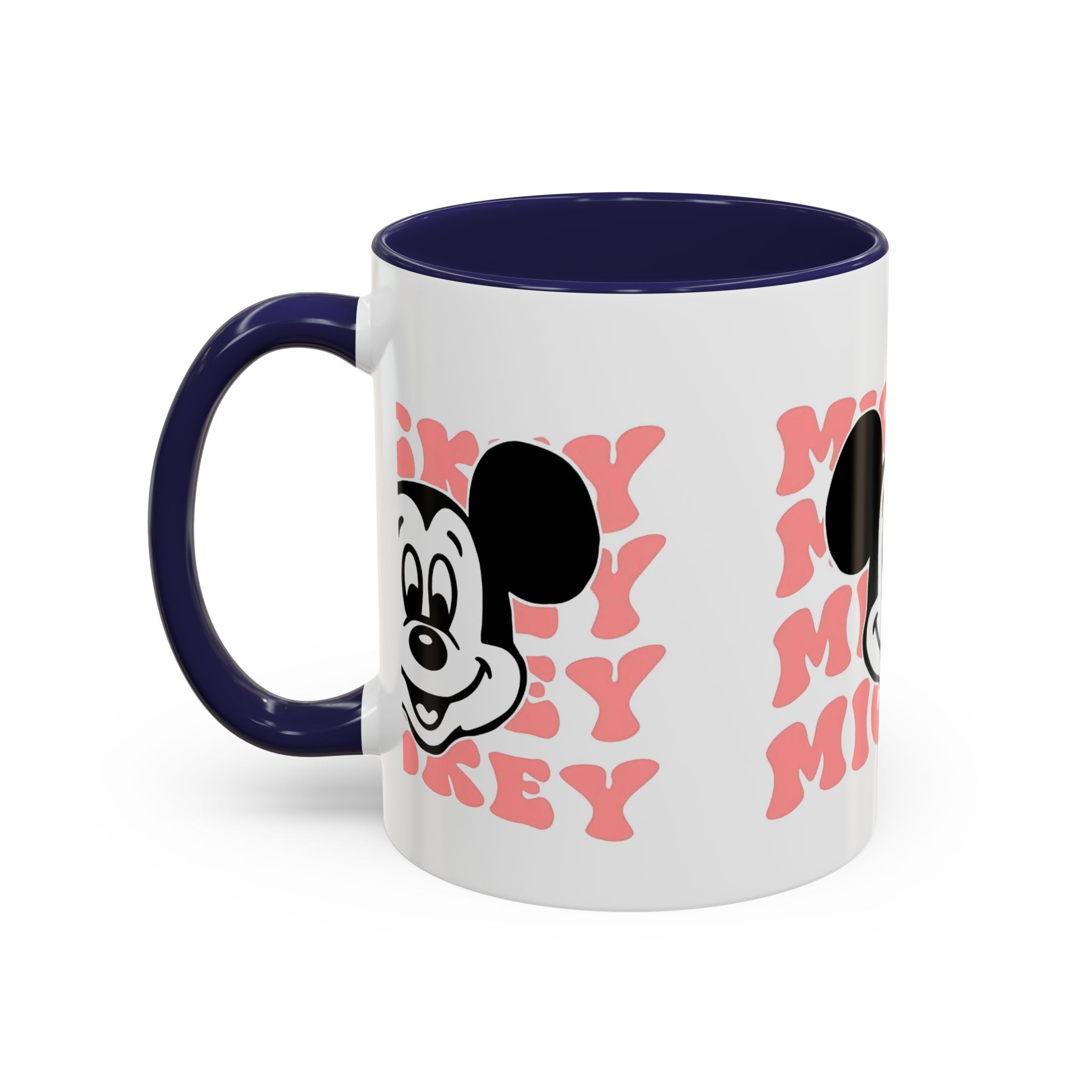 Retro Cartoon Character Coffee Mug – Vintage Face & Repeating Text Accent