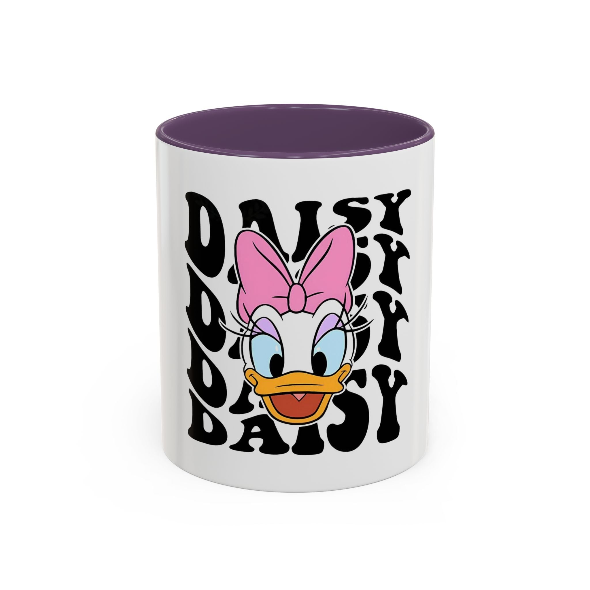 Daisy Duck Face Accent Coffee Mug – Retro Text Graphic (11/15 oz)