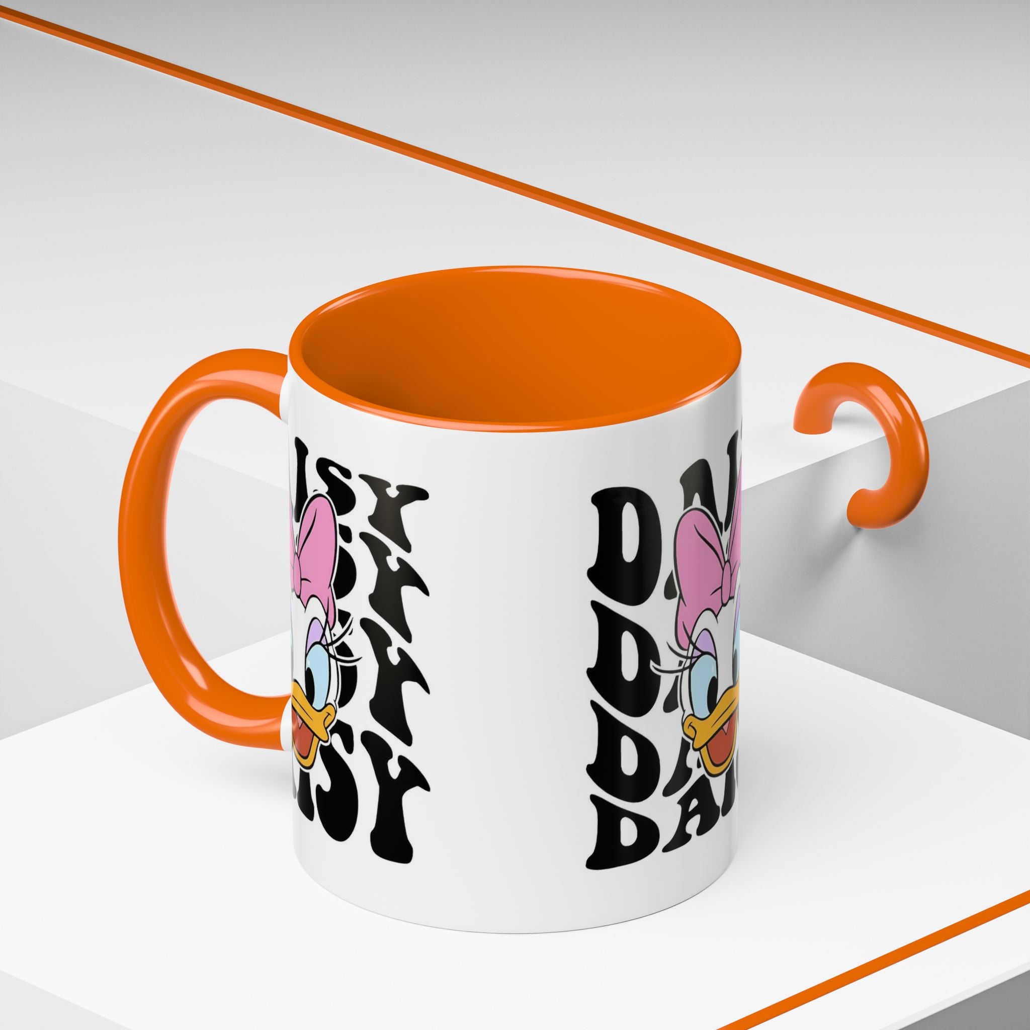Daisy Duck Face Accent Coffee Mug – Retro Text Graphic (11/15 oz)