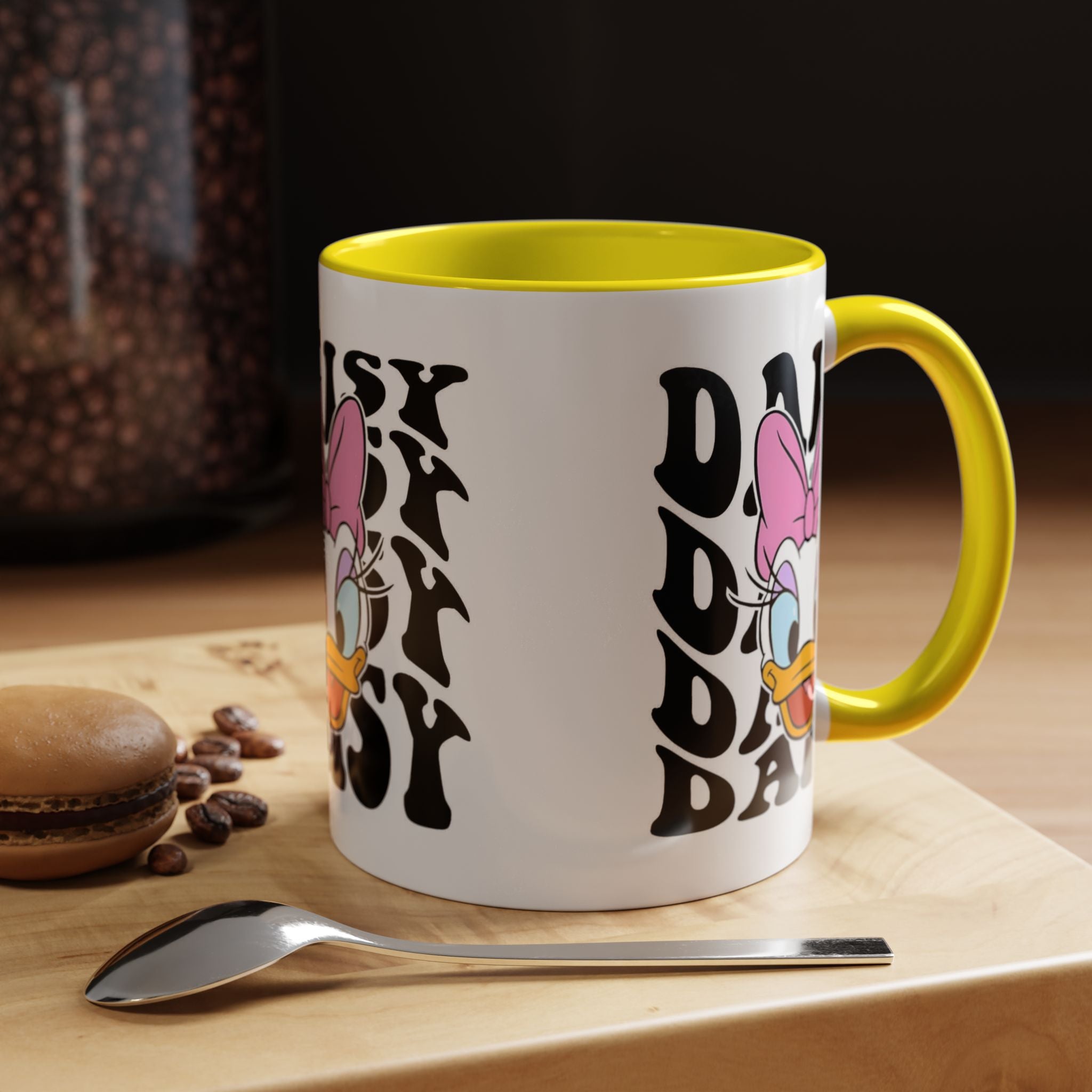 Daisy Duck Face Accent Coffee Mug – Retro Text Graphic (11/15 oz)
