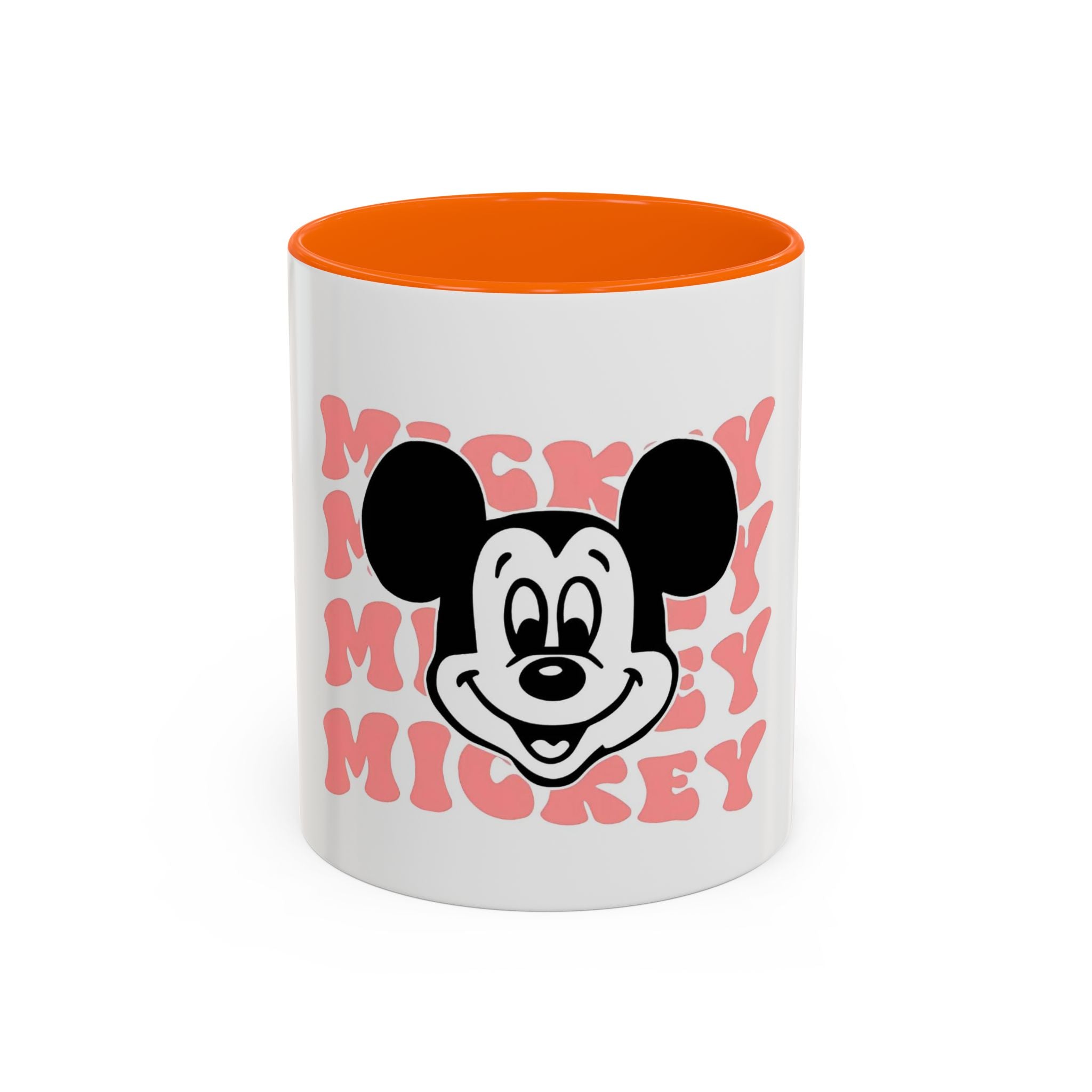 Retro Cartoon Character Coffee Mug – Vintage Face & Repeating Text Accent