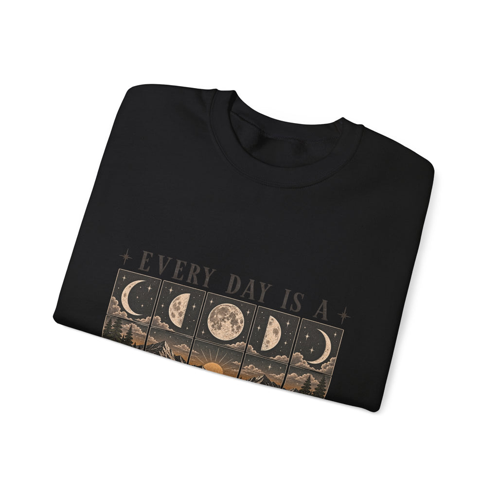 "Every Day Is a Fresh Start" Moon Phase Crewneck Sweatshirt