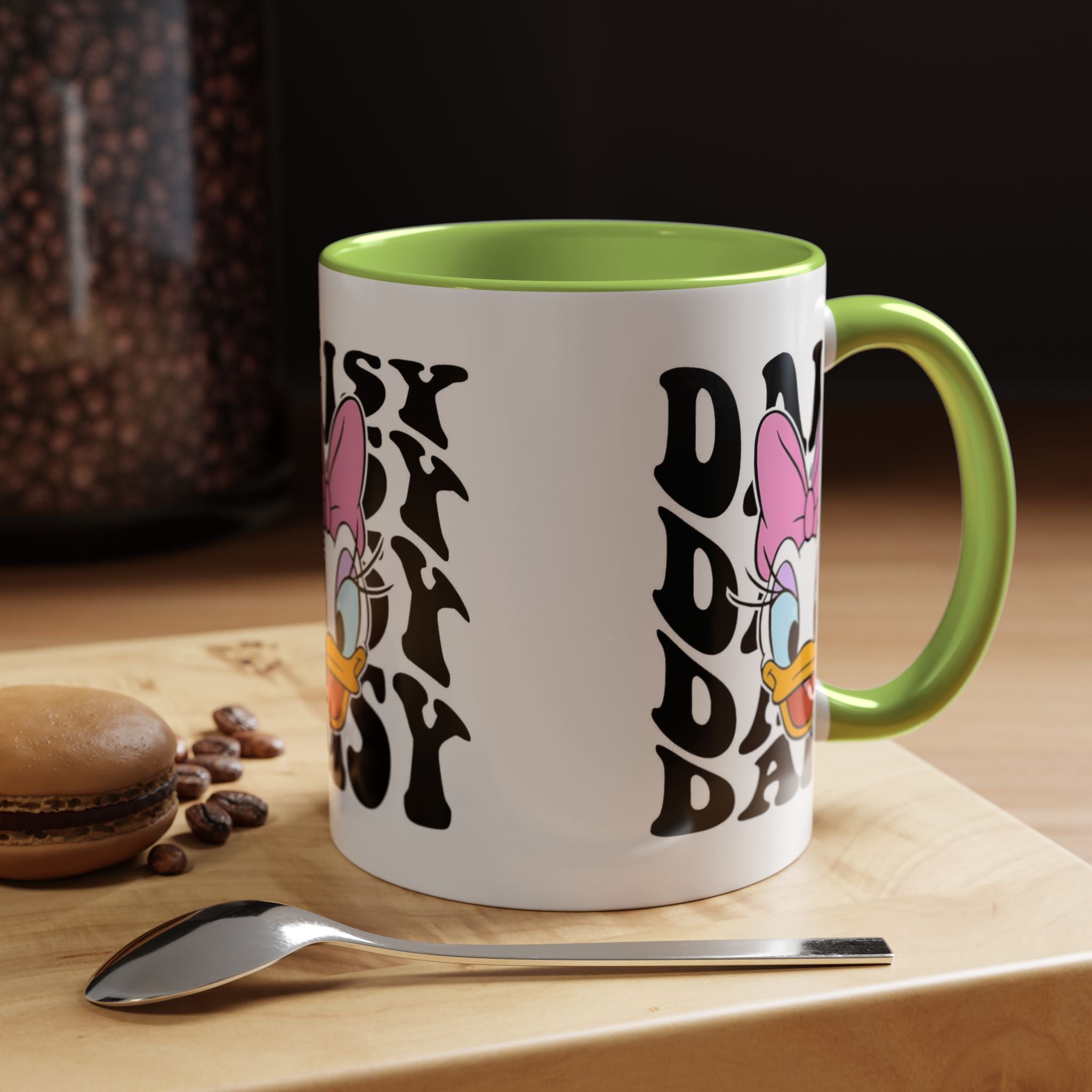 Daisy Duck Face Accent Coffee Mug – Retro Text Graphic (11/15 oz)