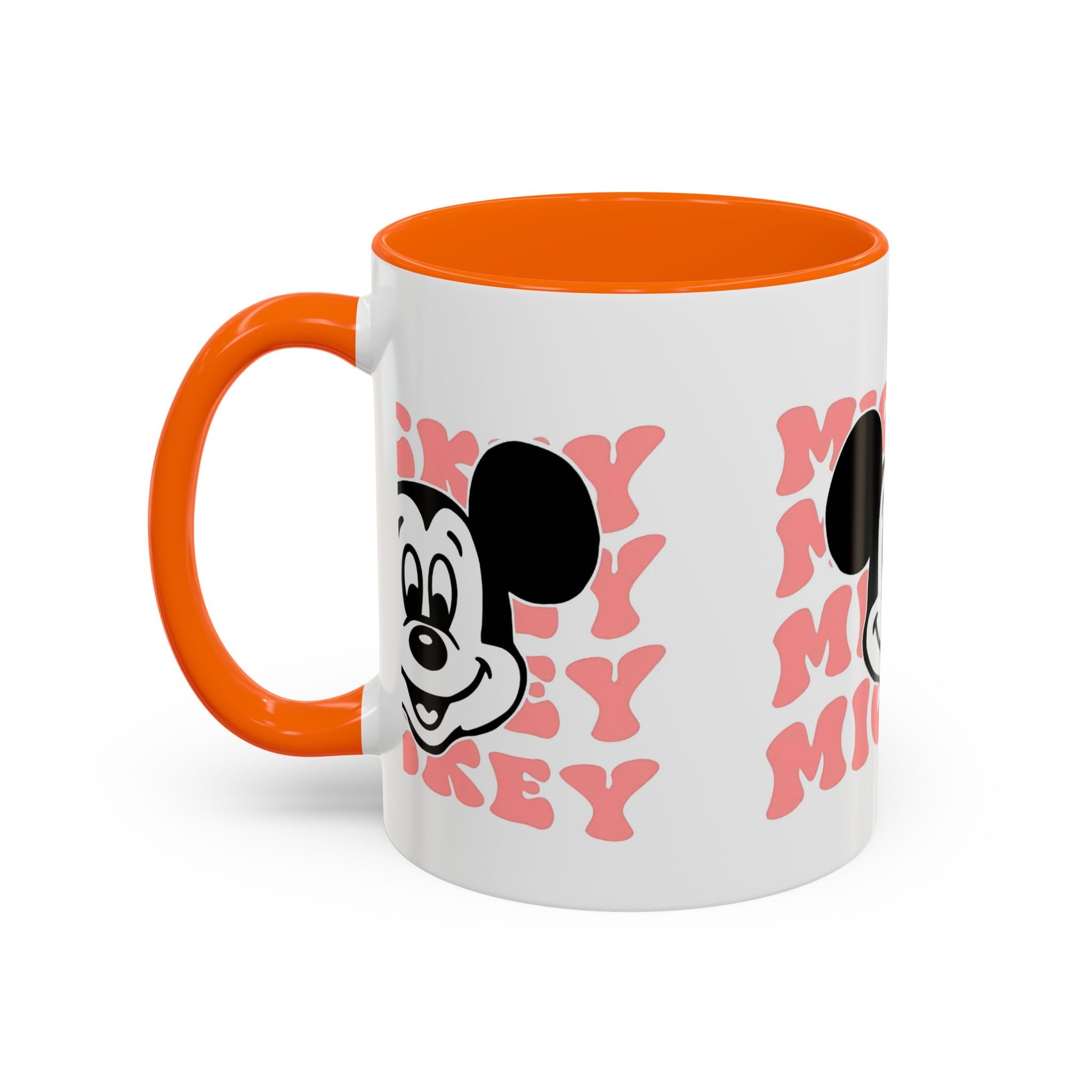 Retro Cartoon Character Coffee Mug – Vintage Face & Repeating Text Accent