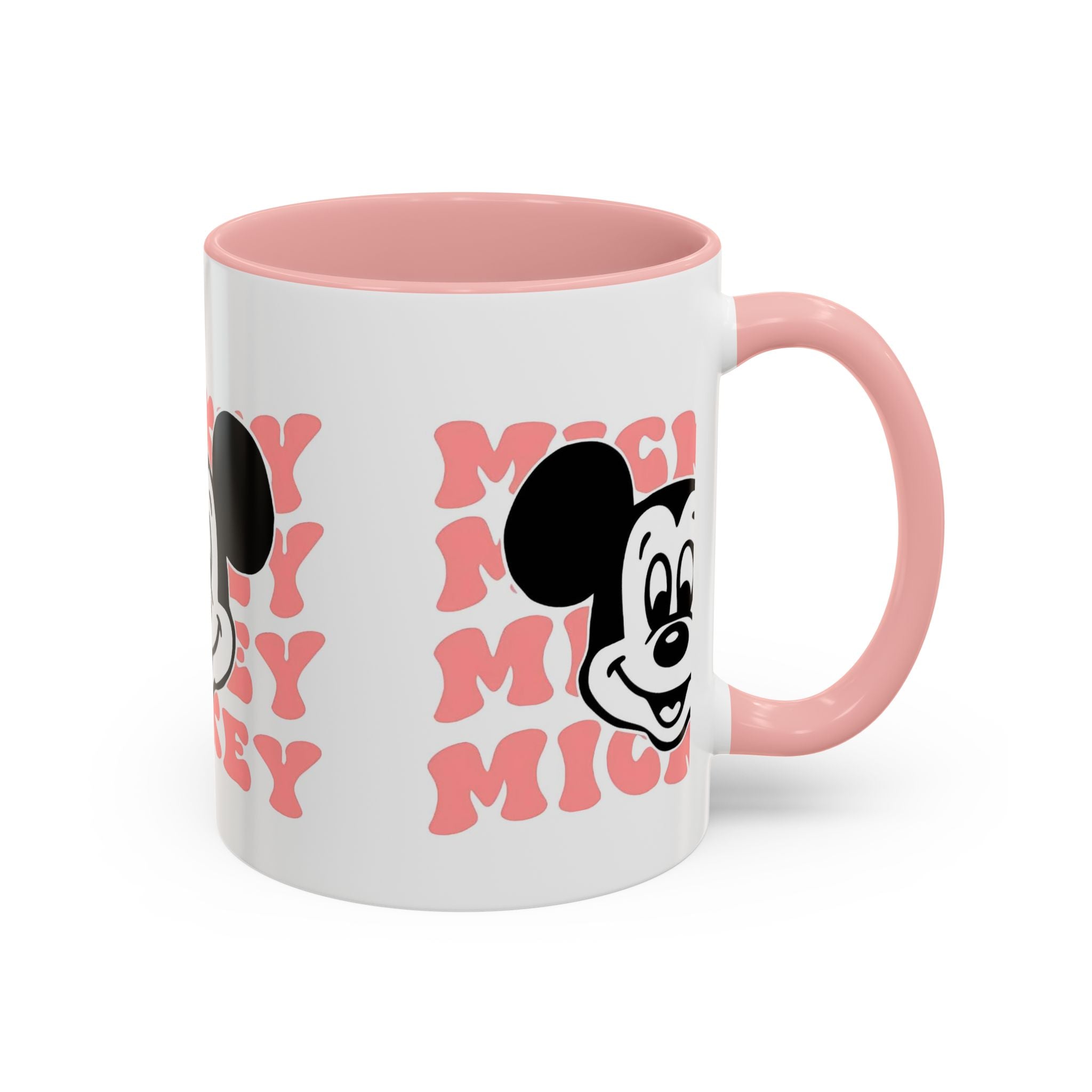 Retro Cartoon Character Coffee Mug – Vintage Face & Repeating Text Accent