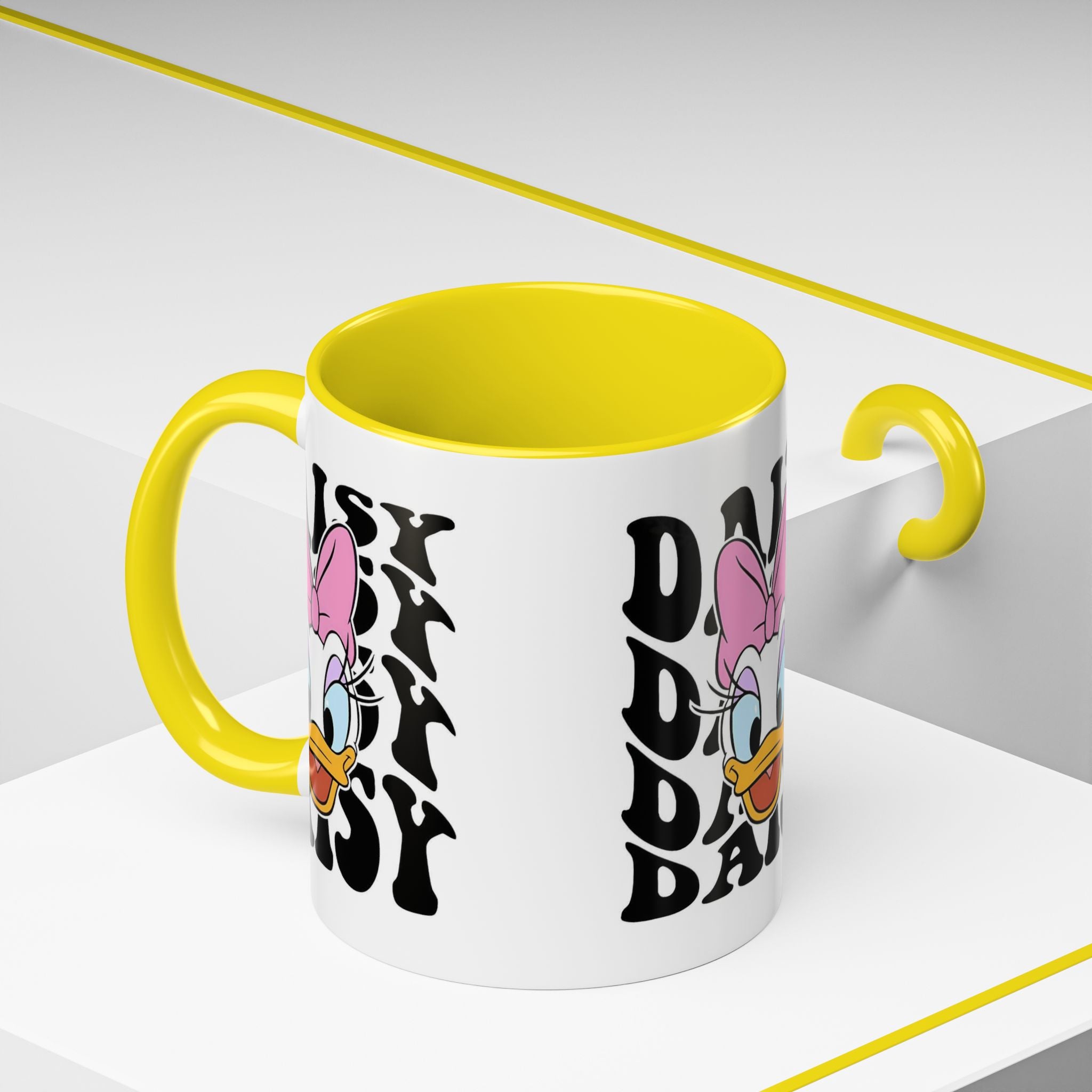 Daisy Duck Face Accent Coffee Mug – Retro Text Graphic (11/15 oz)