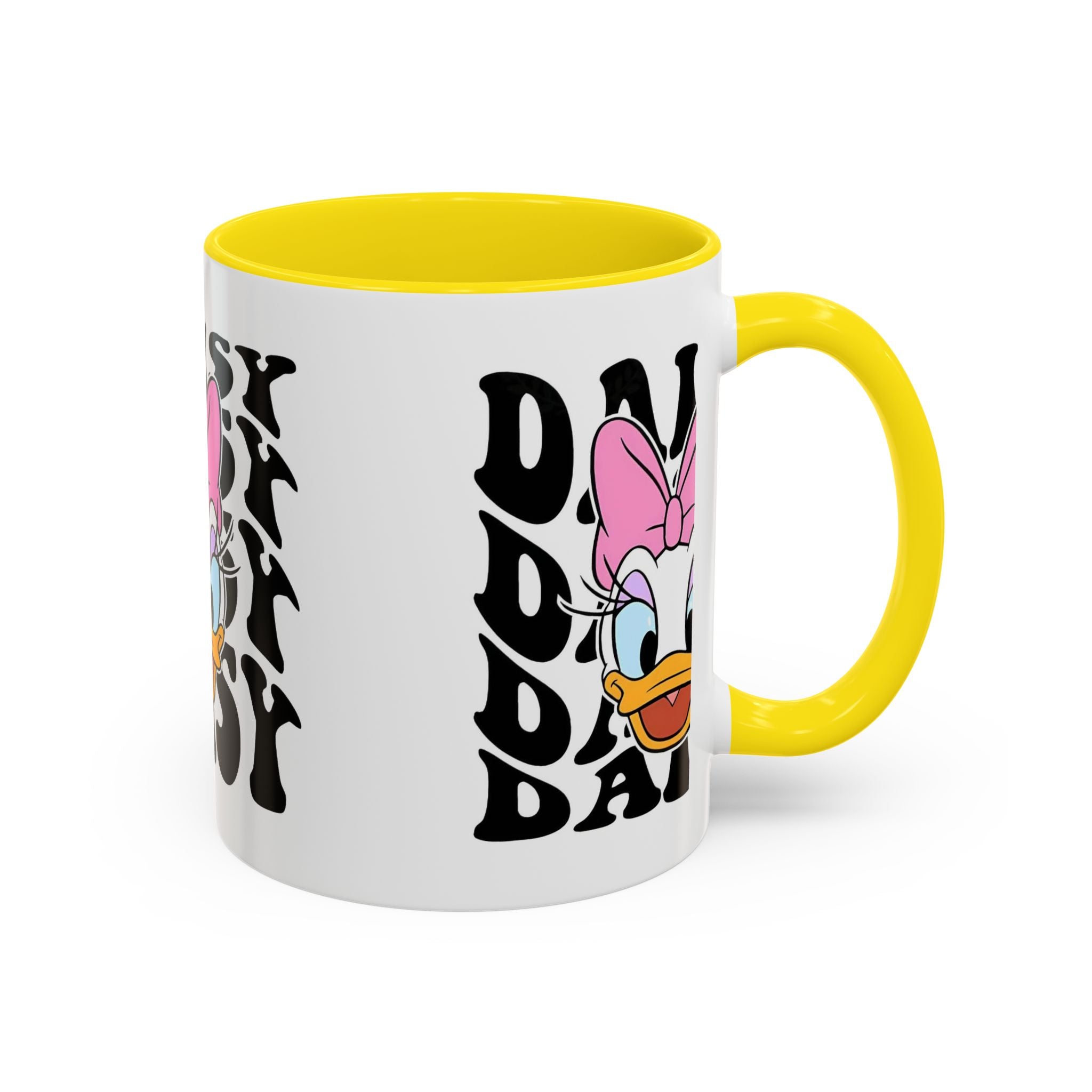 Daisy Duck Face Accent Coffee Mug – Retro Text Graphic (11/15 oz)