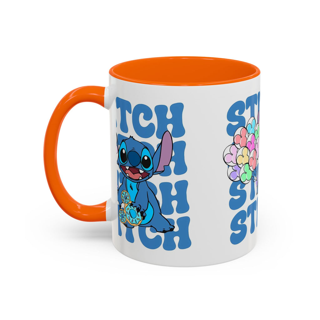 Stitch Holding Heart Balloons Accent Coffee Mug — Cute Disney Lilo & Stitch Gift (11/15oz)