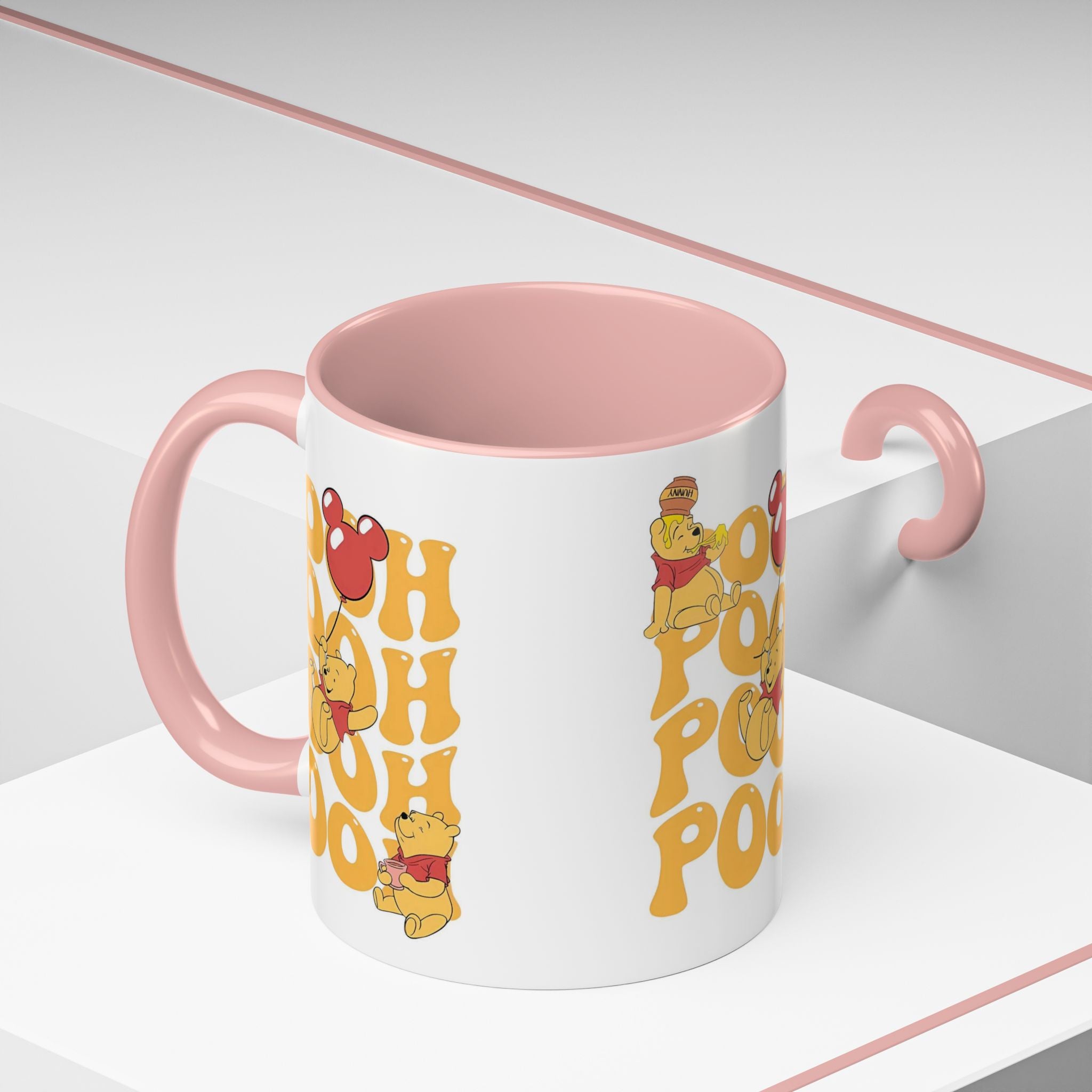 Winnie the Pooh Accent Coffee Mug — Retro 'Pooh' Stack Design (11/15oz)