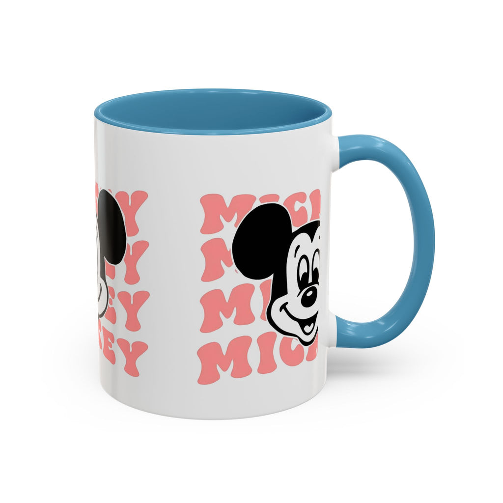 Retro Cartoon Character Coffee Mug – Vintage Face & Repeating Text Accent