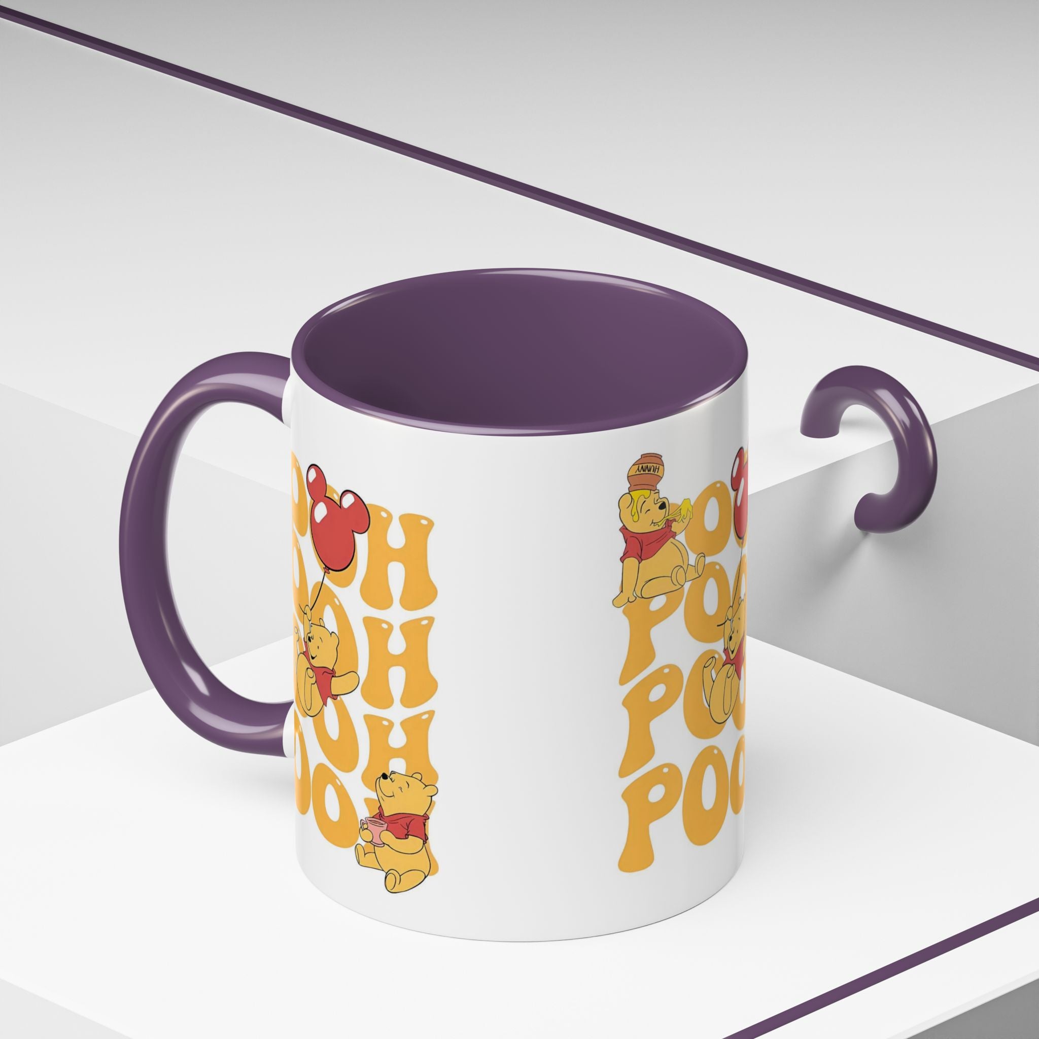 Winnie the Pooh Accent Coffee Mug — Retro 'Pooh' Stack Design (11/15oz)